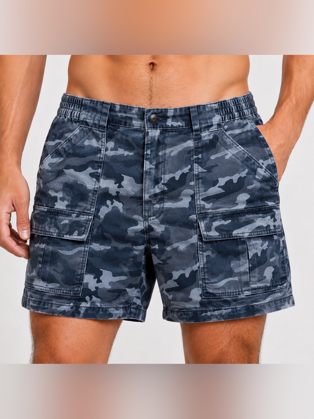 Mens Red Head Navy & Gray Camo Shorts Cargo Beach military-inspired utility 40”
